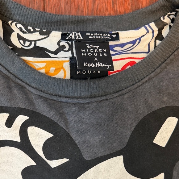 Zara Gray Mickey Mouse x Keith Haring collab Crew Neck Sweater - Picture 5 of 12